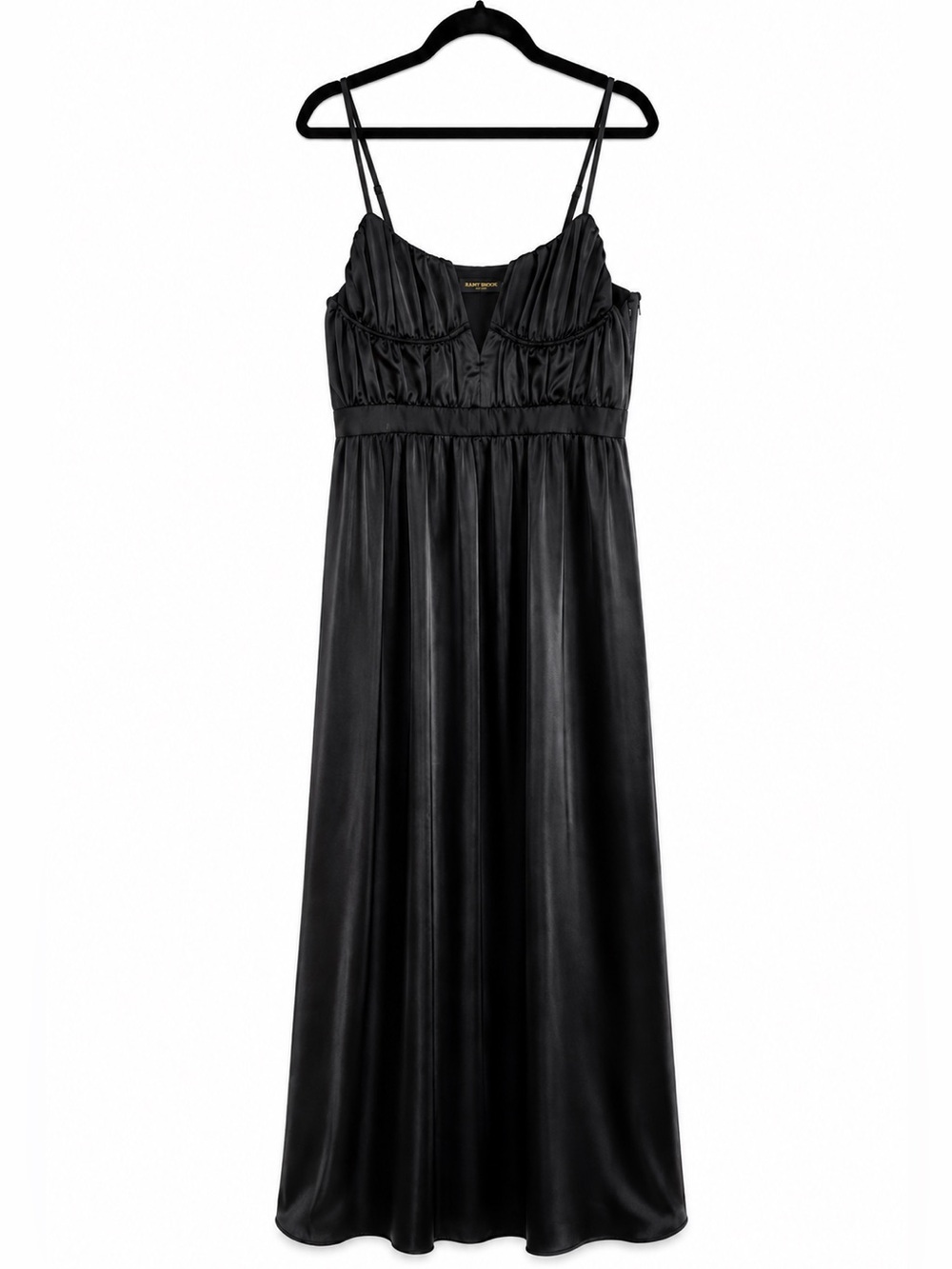 Ramy Brook Becky Black Satin Gown NWT Size 16 MSRP $645